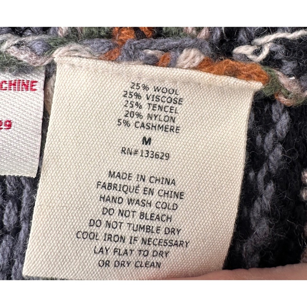 Black Fair Isle Geometric Long Short Sleeve Cardigan Sweater Jacket Womens M - Picture 4 of 4